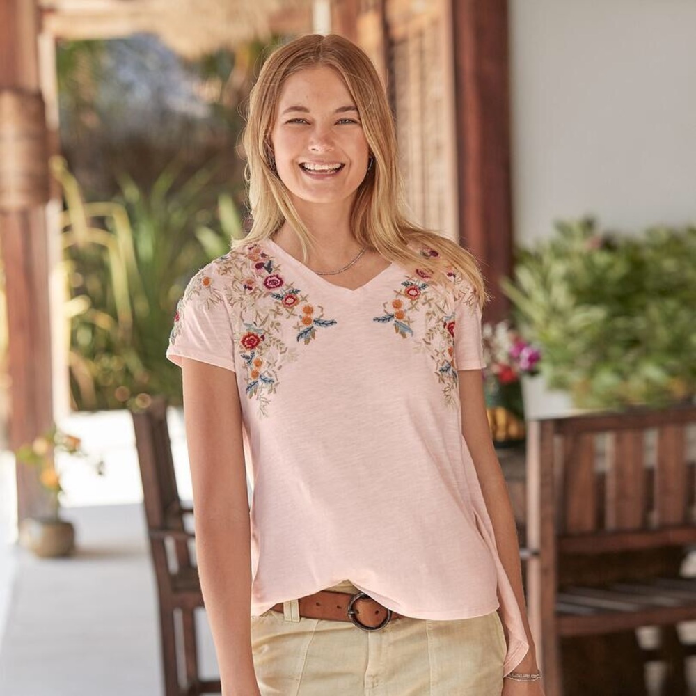 Floral Embroidered Orange Women's Top